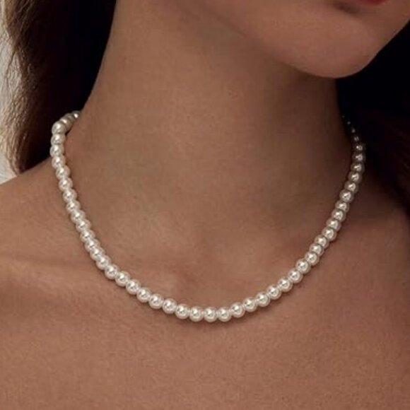 Neiman Marcus 6MM Wedding Round Imitation Pearl Necklace - Picture 1 of 6